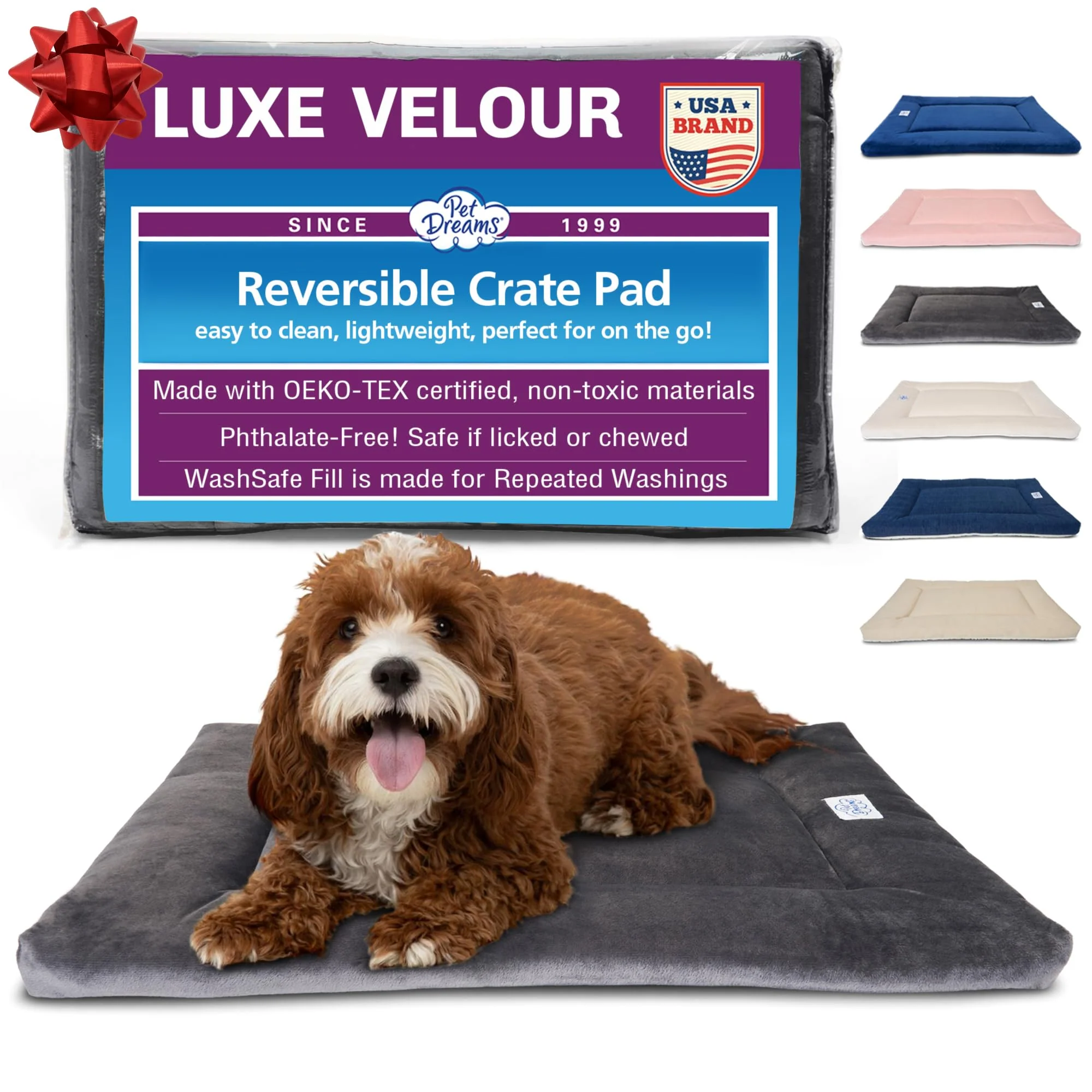 Specialty Pet Dreams Dog Crate Pad – Washable Kennel Mat for Crates Non-Toxic OEKO-TEX Fits iCrate 18-48 in Grey X-Small 18 Flexible