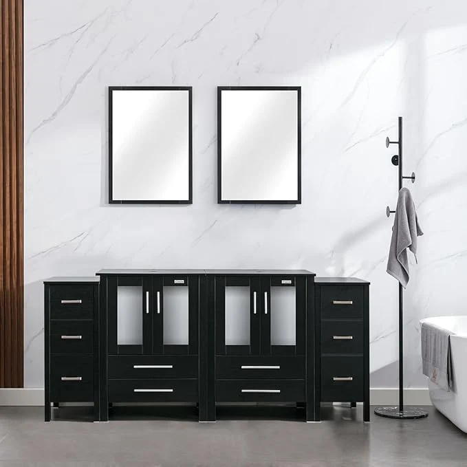 Specialty eclife 72 Modern Bathroom Vanity Sink Combo standing Cabinet with Small Side Cabinet Without Vessel Sink Faucet Drain Black Vanity Only About ThisOverview Soft
