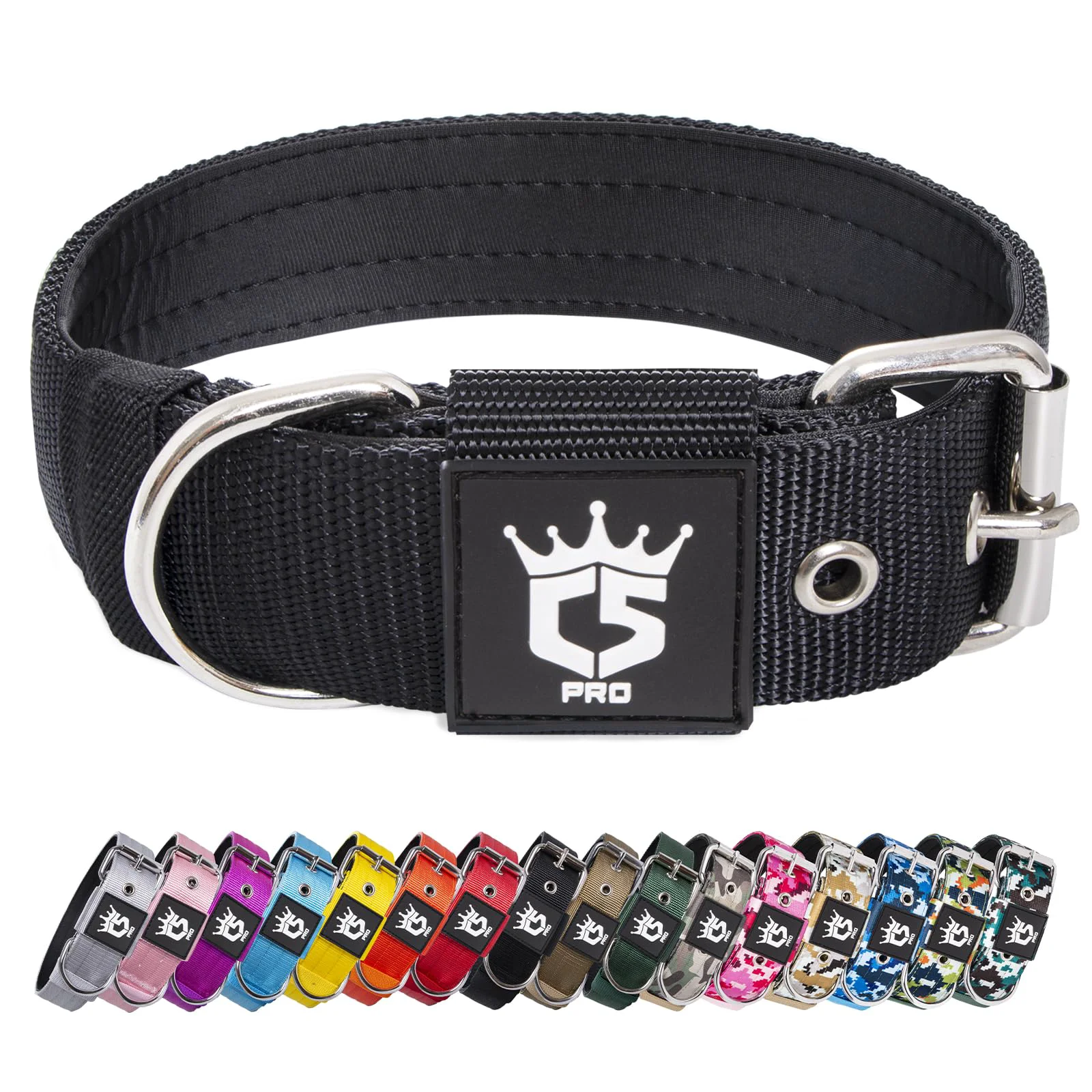 Traditional TSPRO Tactical Dog Collar 1.5 Inch Wide – Heavy-Duty Adjustable for Medium to Large Dogs Black L High-Performance