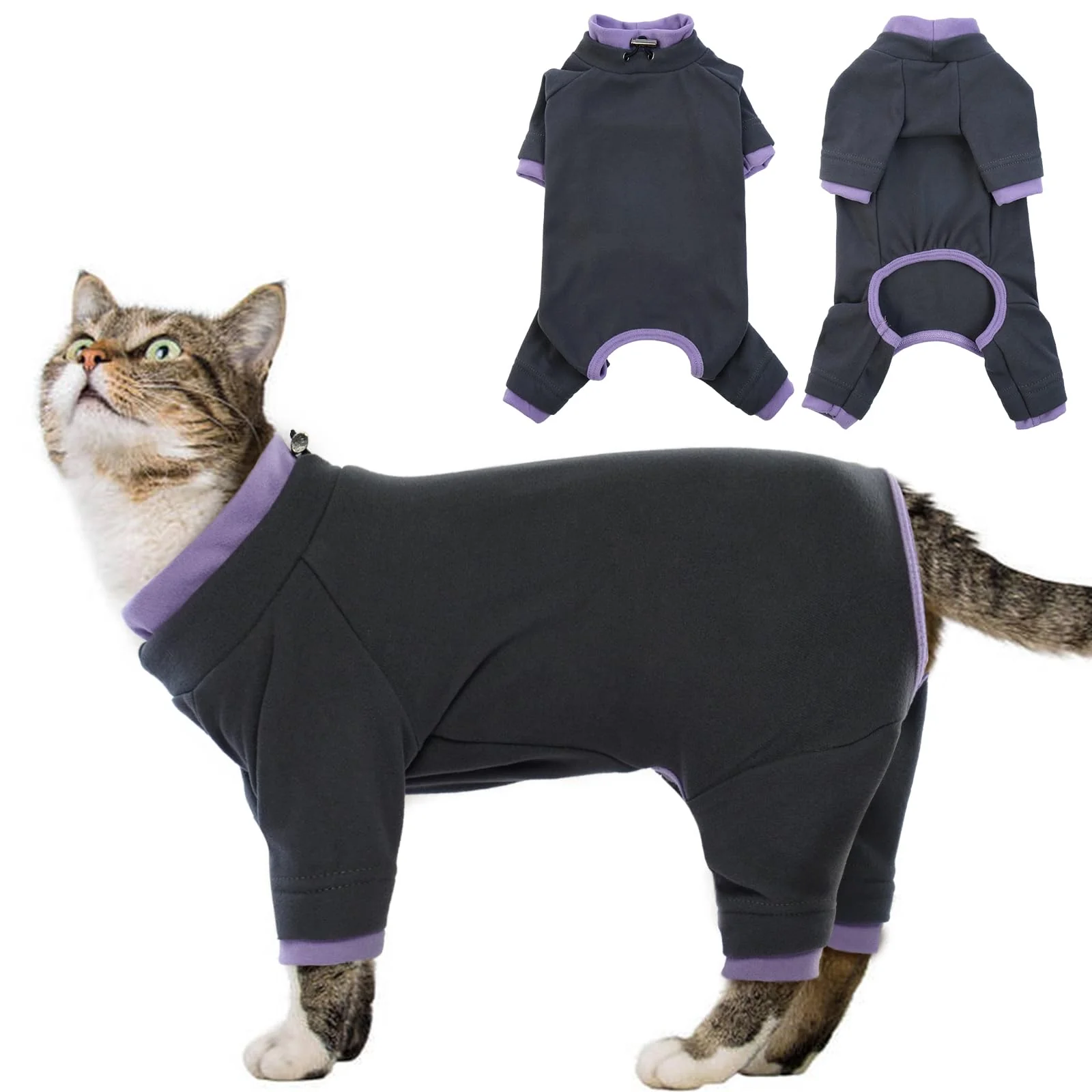 Stylish ADNIKIA Sticky Hair Cat Clothes – Sphynx Hairless Sweater Pajamas for Cats Size S Black Traditional