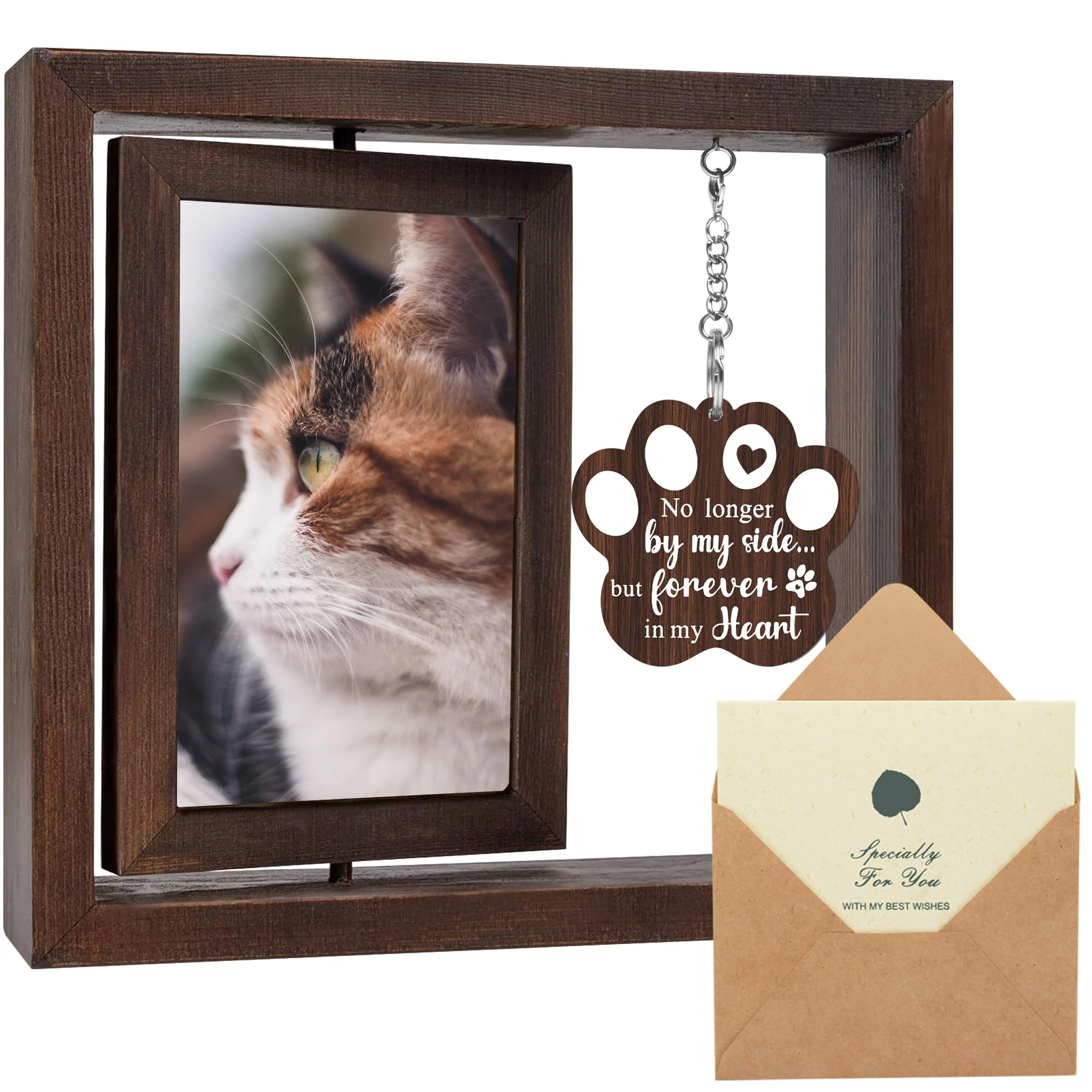 Fine SHOW-YA Cat Memorial Gifts Rotating Wooden Frame for 4×6 Photos High-Quality