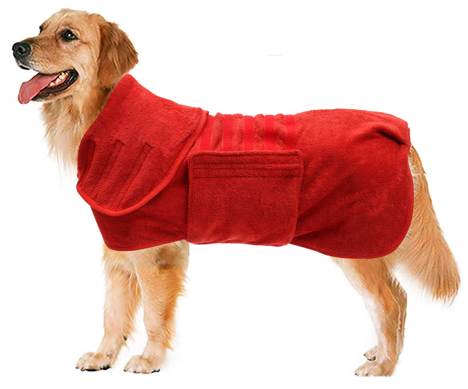 Minimalist Geyecete Dog Drying Coat – Fast Microfibre Absorbent Red XXL Bath Robe Consistent