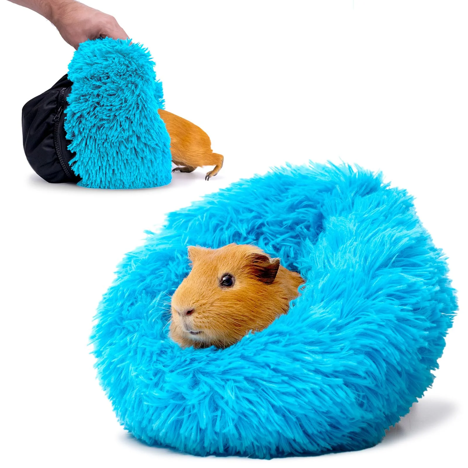 World-Class Paw Inspired Furr-O Burrowing Pet Bed – Zip-On Spandex Base Fleece Bottoms for Guinea Pigs Small PetsCozy burrow for tiny companions Minimalist