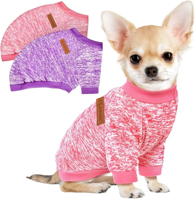 Certified 2 Pcs Dog Sweaters for Small Dogs Girl Boy Winter Fleece Clothes Warm Soft Dog Sustainable