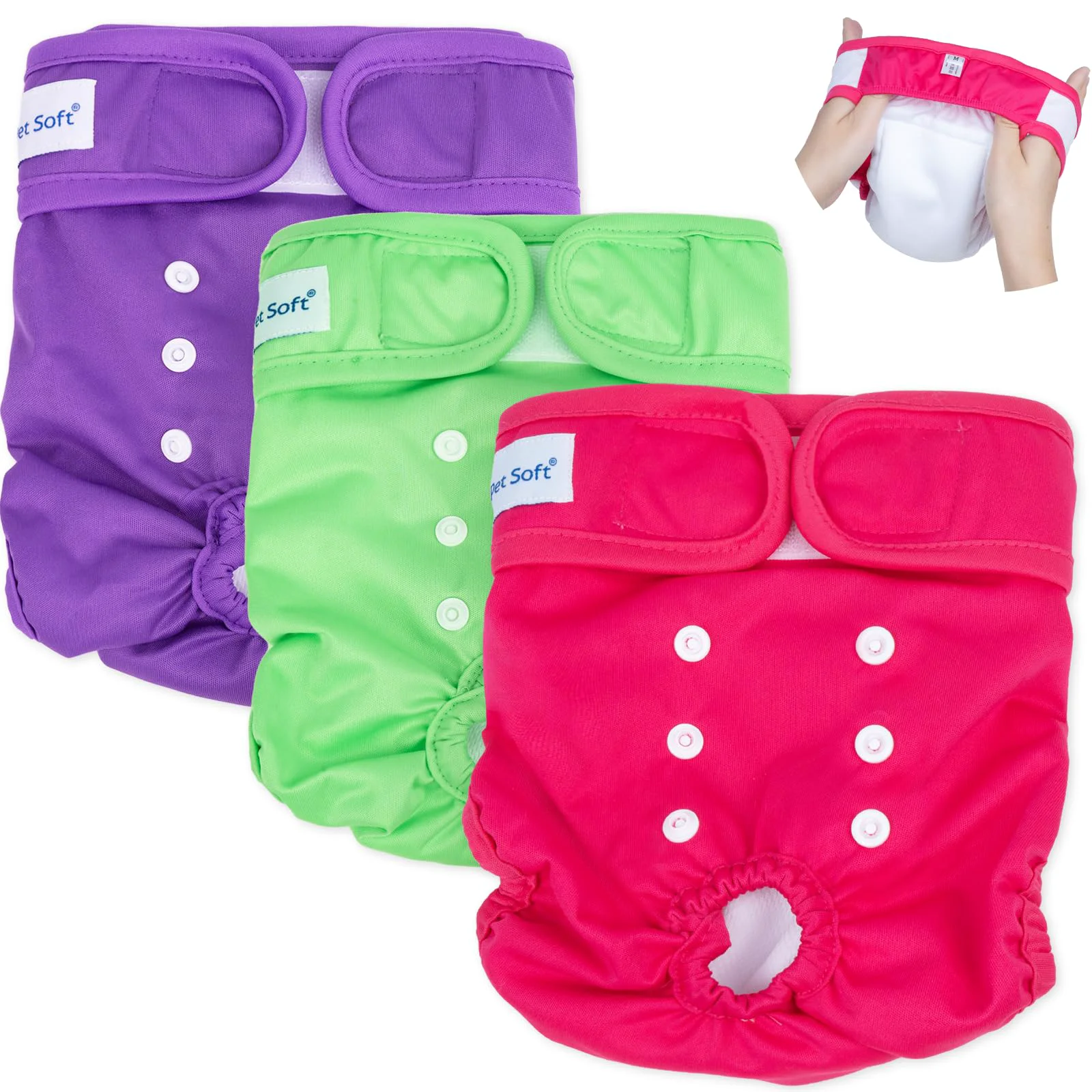 Superior Pet Soft Washable Female Dog Diapers 3 Pack – Reusable Leak-Proof for Medium Dogs Genuine