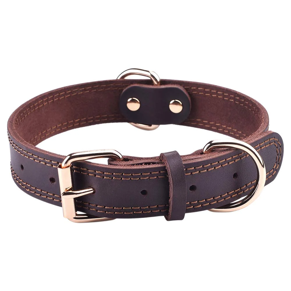 Refined DAIHAQIKO Leather Dog Collar Heavy-Duty Wide Collar for All Dogs S-XL Versatile