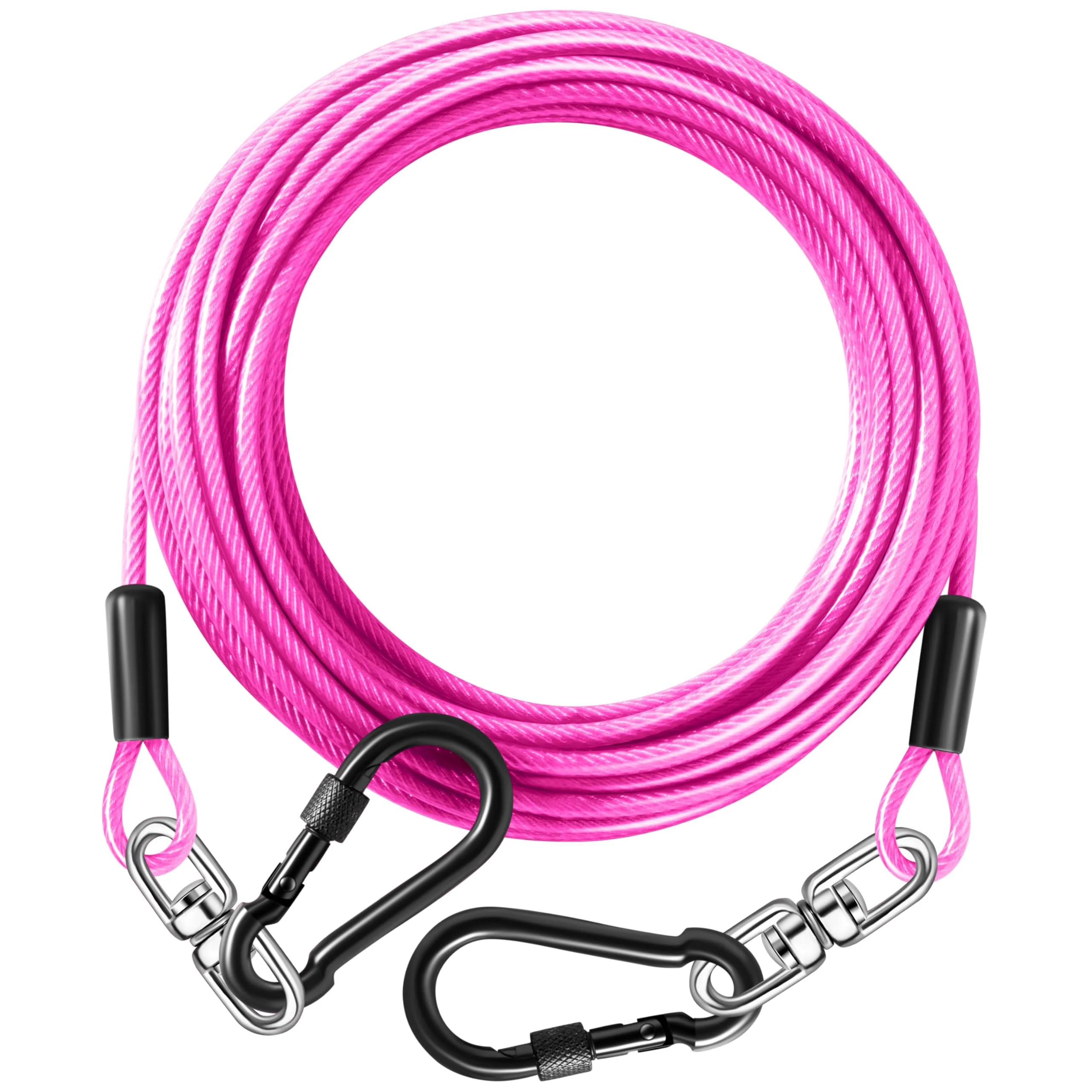 Official Evilplan 50ft Dog Tie Out Cable Heavy-Duty 300lb Capacity Pink Premium Material