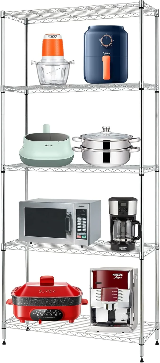 Expertly Made FDW 24 L×14 W×60 H Wire Shelving Unit Metal Shelf with 5 Tier Layer Rack Strong Steel for Restaurant Garage Pantry Kitchen Garage ChromeAbout ThisOverview Selected