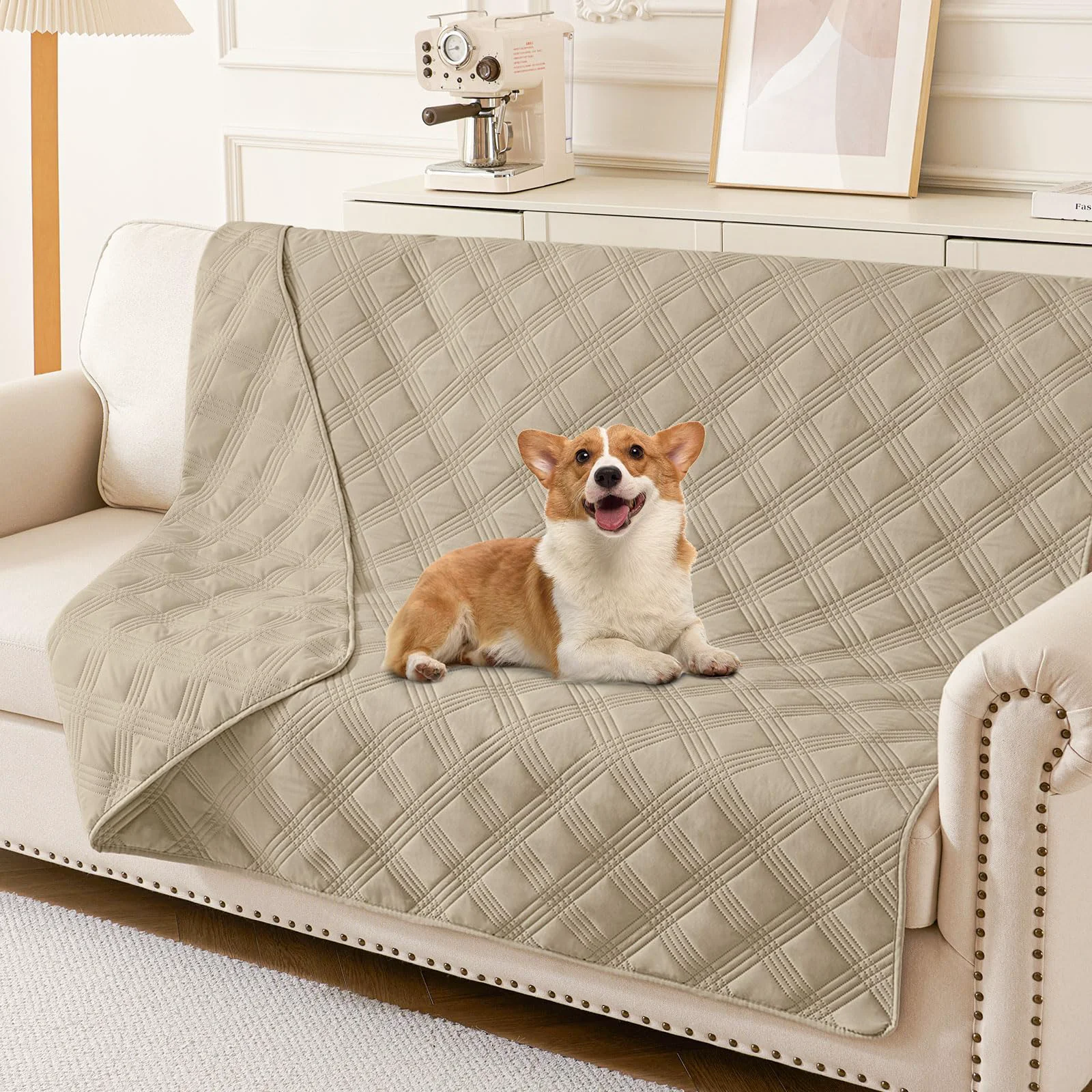 Smooth hyha Waterproof Dog Blanket – Reversible Sofa Protector 52×82 Taupe Certified