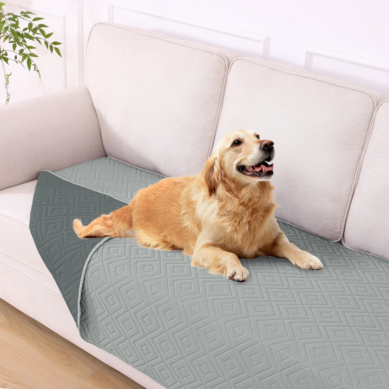 Green hyha Waterproof Dog Blanket – Soft Reversible Couch Cover 40×70 in Grey Dark Grey Trendy