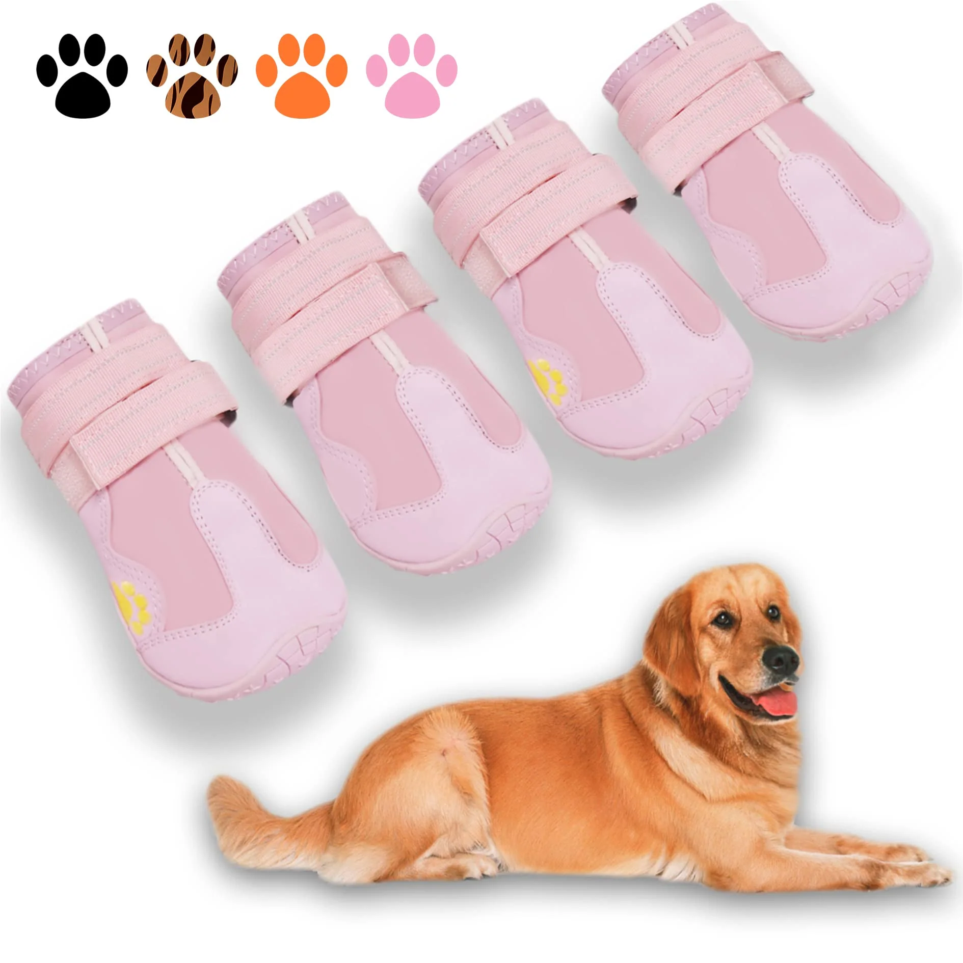 Advanced XSY G Dog Boots Pink Size 5 – Waterproof Shoes with Reflective Strips Anti-Slip Soles 4 Pcs Trusted