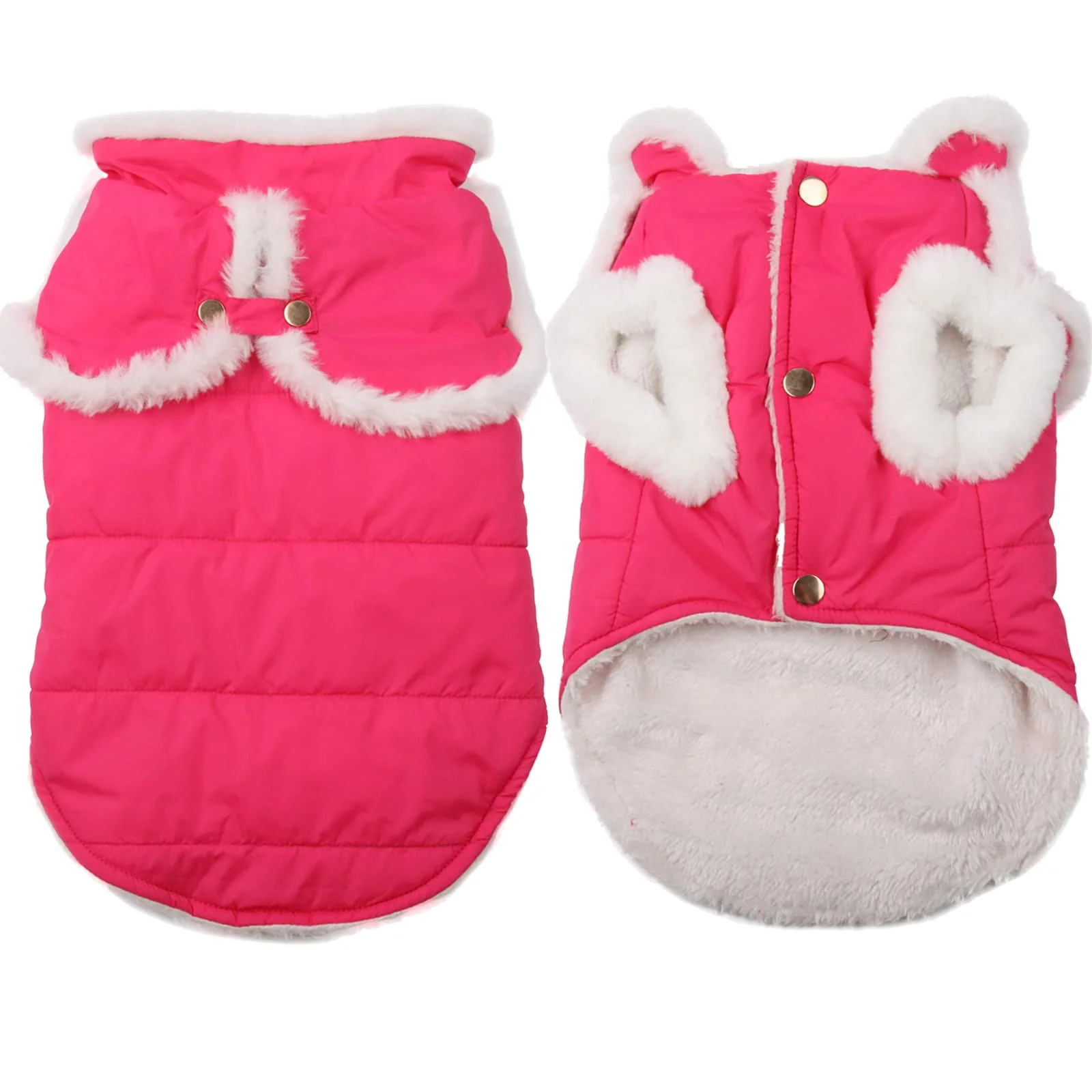Versatile JoyDaog Shawl Design Fleece-Lined Dog Jacket – Pink Winter Coat for Small Dogs First-Class