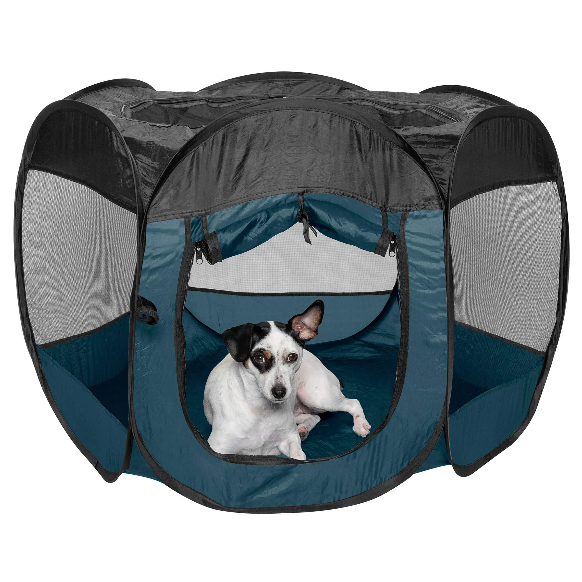 Functional Furhaven Pop Up Playpen Pet Tent Playground — Sailor Blue Medium Carefully Designed