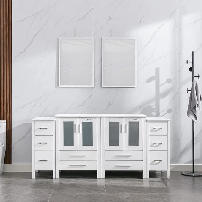 Safe eclife 72 Modern Bathroom Vanity Sink Combo standing Cabinet with Small Side Cabinet Without Vessel Sink Faucet Drain White Vanity Only About ThisOverview Versatile