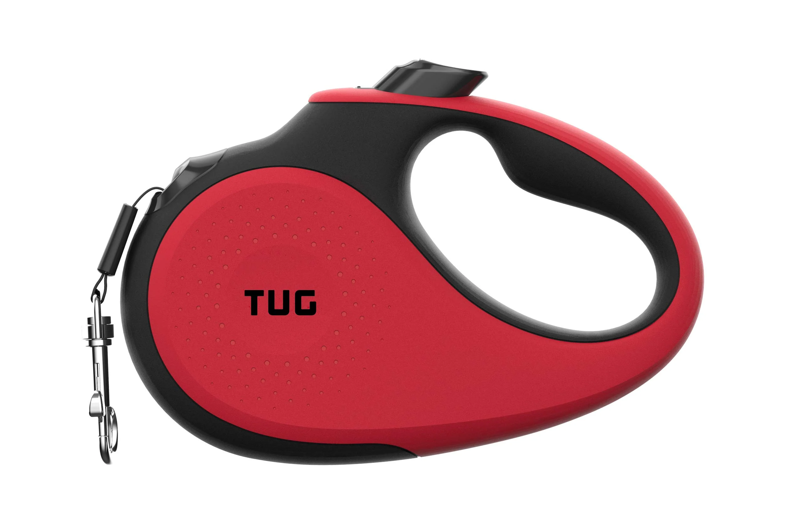 Fine TUG 360° Tangle- Retractable Dog Leash Medium Red – 16 ft Nylon Tape Anti-Slip Handle One-Handed Brake Environmentally Friendly