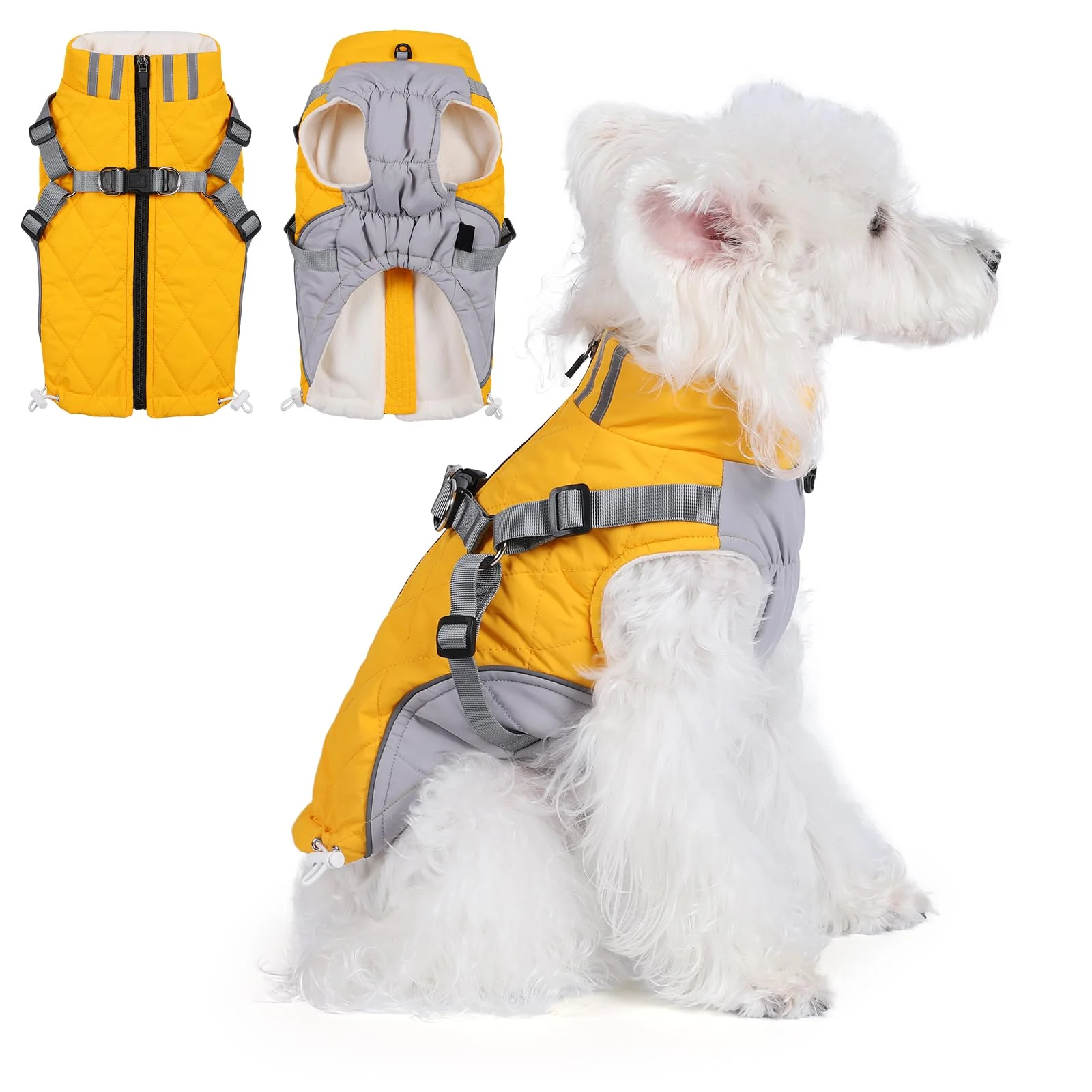 Verified Gyuzh Dog Coat with Harness – Winter Waterproof Jacket for Small to Large Dogs Trendy