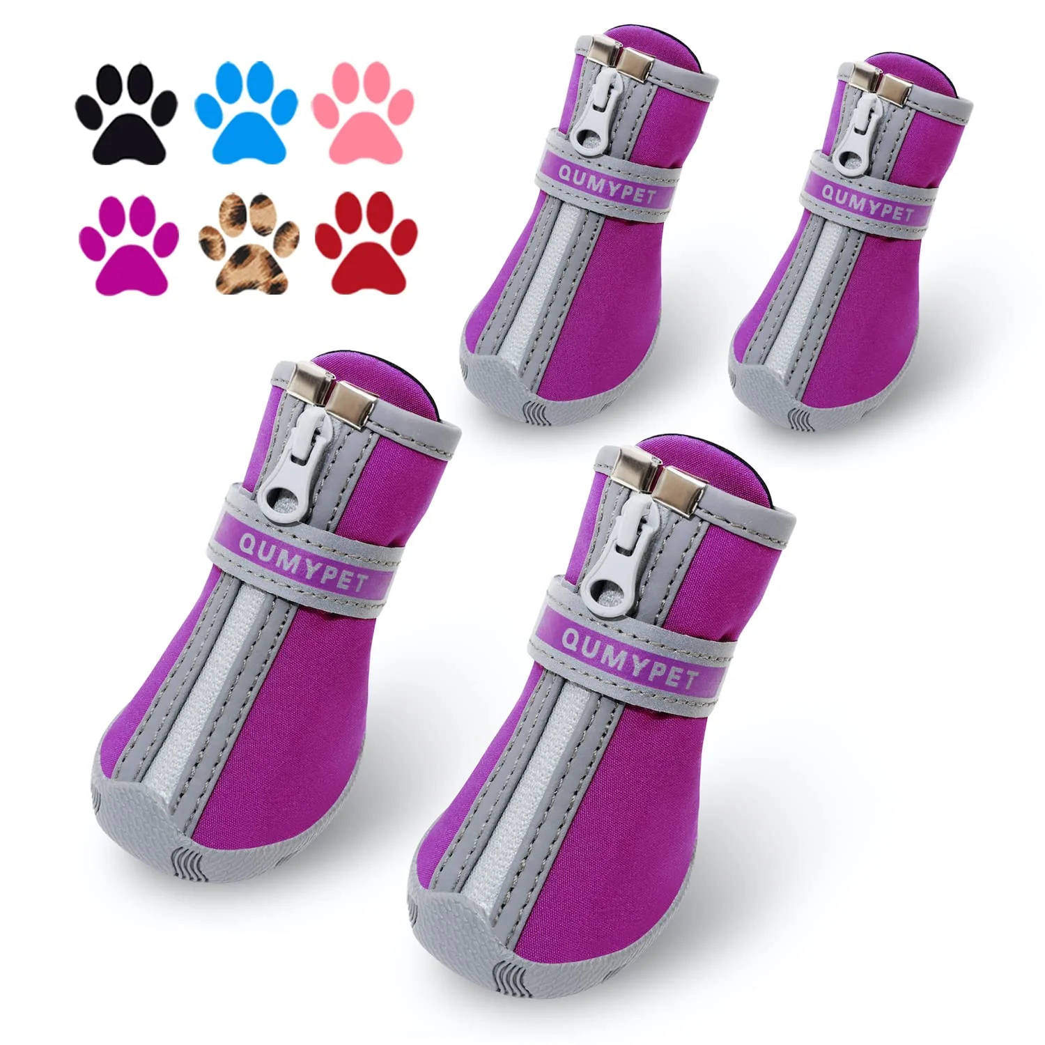 Safe QUMY Dog Shoes for Small Dogs – Size 1 Purple Waterproof Puppy Boots Smart