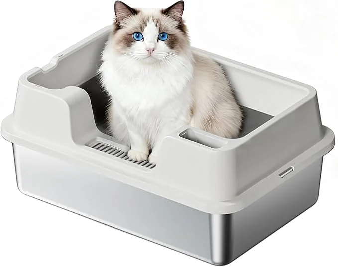 Secure Stainless Steel Litter Box XL Enclosed Cat Litter Boxes Fine Crafted