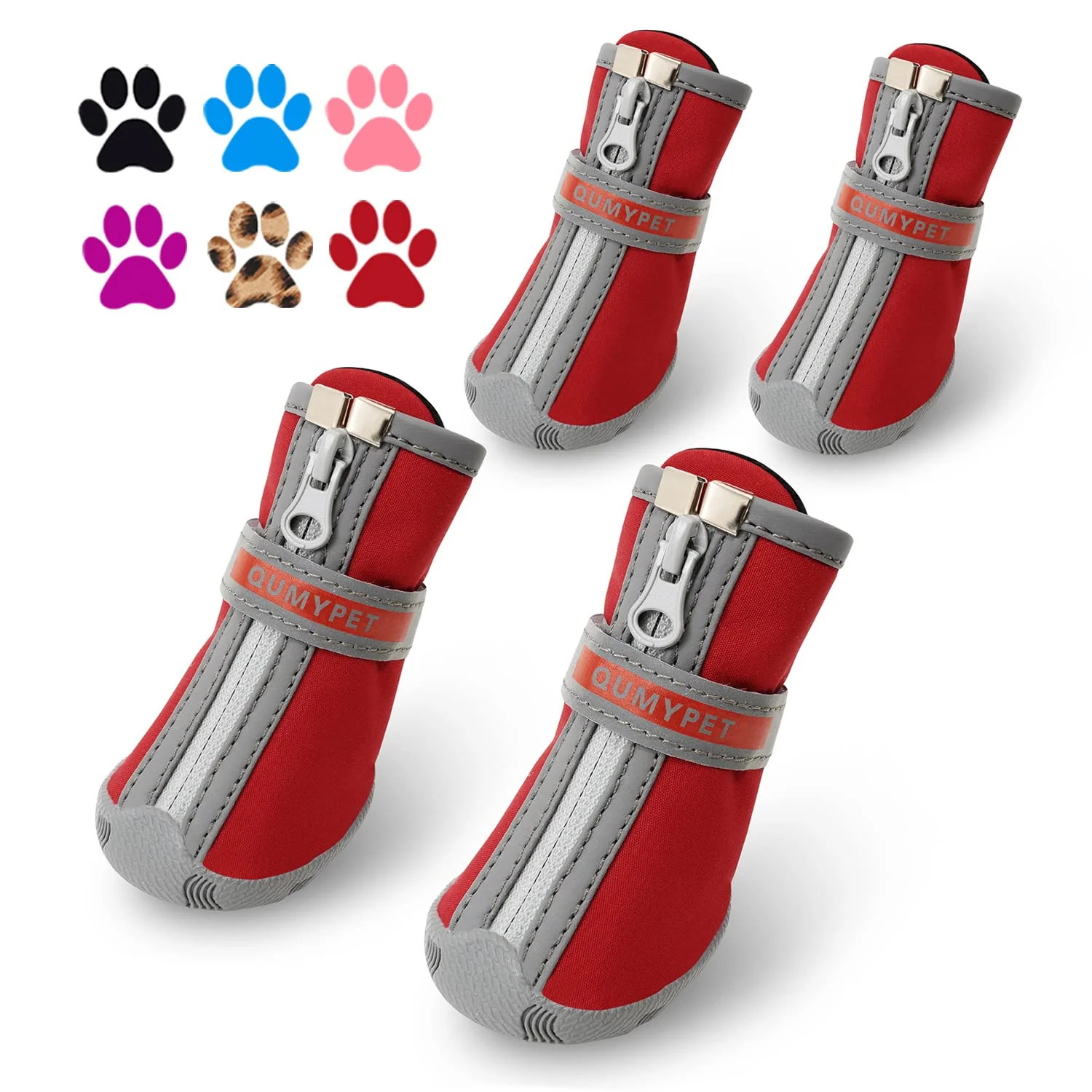 Trendy QUMY Small Dog Shoes Size 3 – Waterproof Skid-Resistant Puppy Boots Red Organic