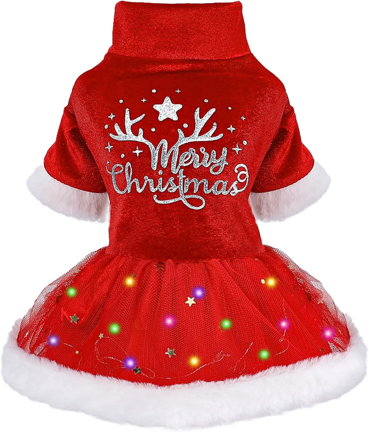 Premium Sebaoyu LED Christmas Dog Dress XS — Cozy Eye-Catching Sweater for Small Dogs Exceptional