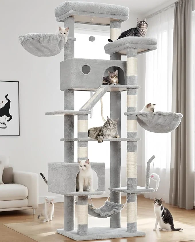 Comfortable Cat Tree for Large Cats 78.7 Tall Cat Tower for Indoor Cats Multiple Cats Breathable