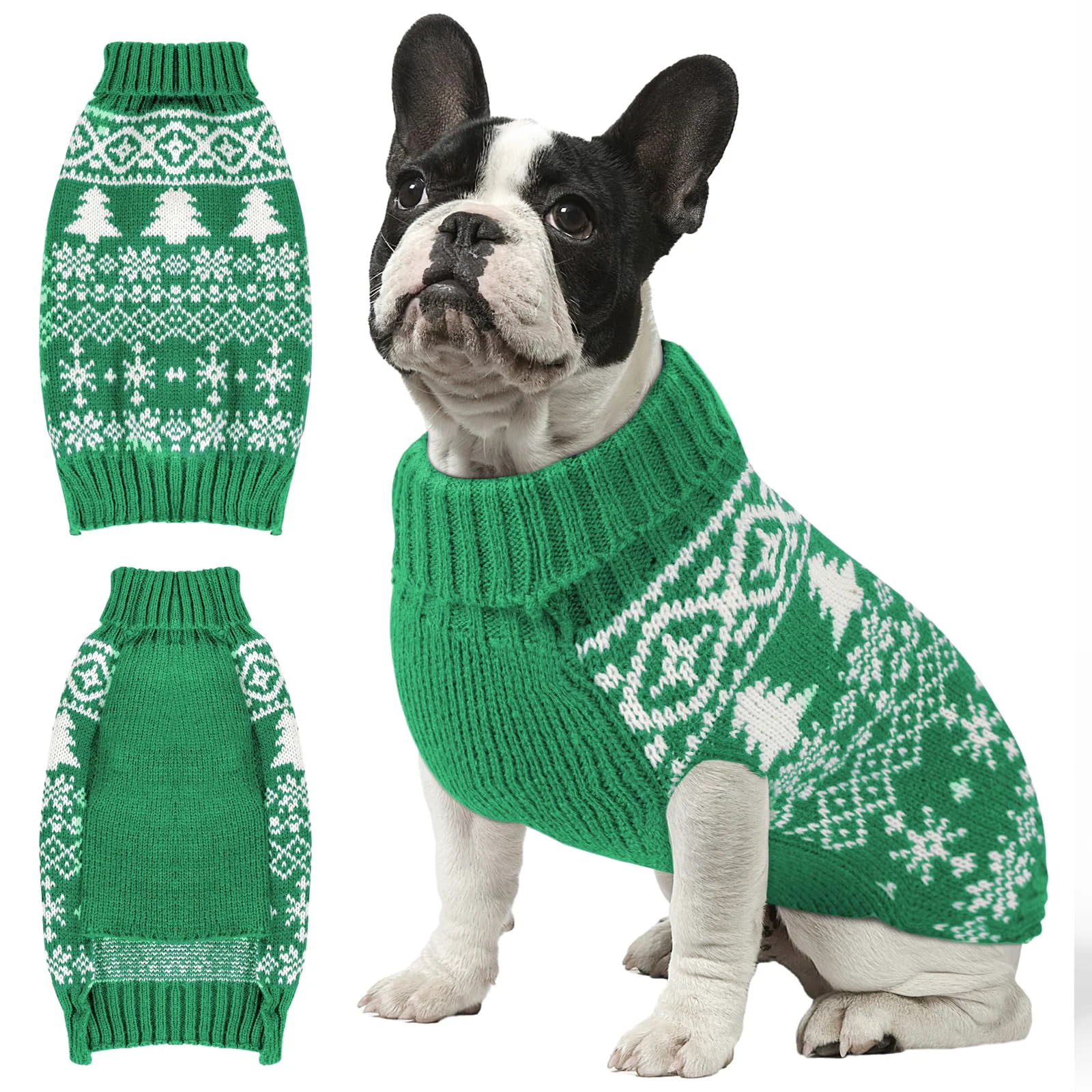 Reusable AURUZA Christmas Dog Sweater – Cozy Green Knitwear for Pets 8 Sizes XXS–3XL Prestigious