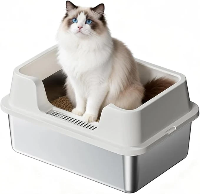 Prestigious Stainless Steel Litter Box XL Enclosed Cat Litter Boxes Stylish