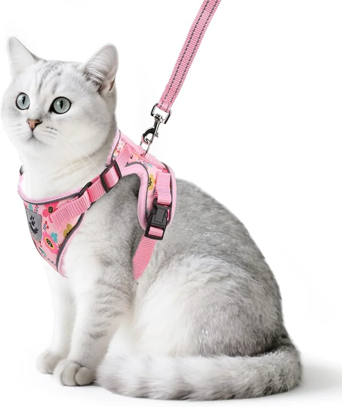 First-Class PUPTECK Cat Harness and Leash Set Escape Proof Reflective Cat Walking Harness Long-Lasting