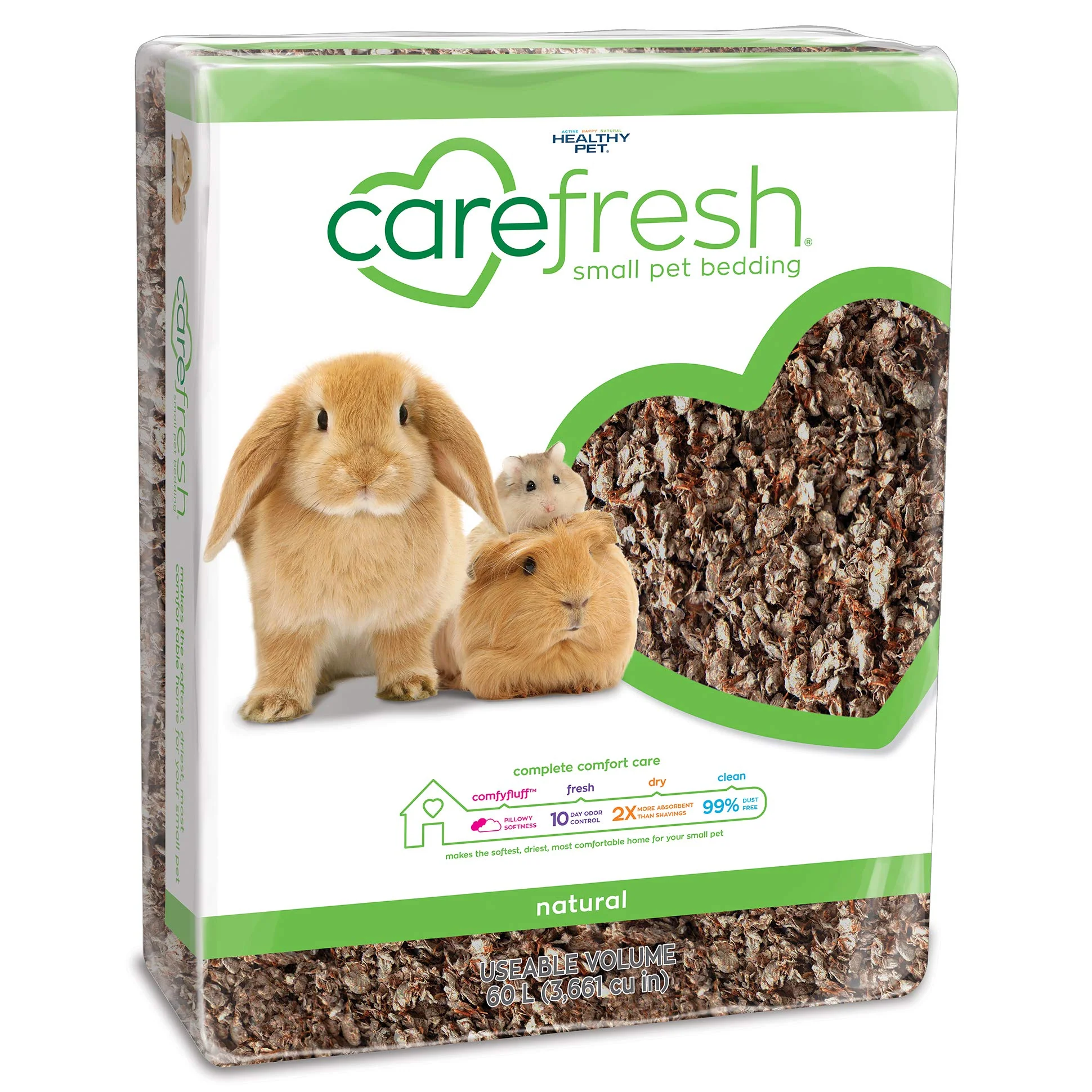 Convenient Carefresh 99 Dust- Natural Paper Small Pet Bedding – 60 L Odor Control Absorption Optimized