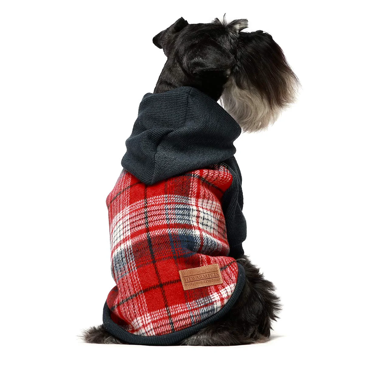 Superior Fitwarm Tartan Plaid Dog Hoodie XS — Small-Breed Knitted Hoodie with Hood Red Navy Secure