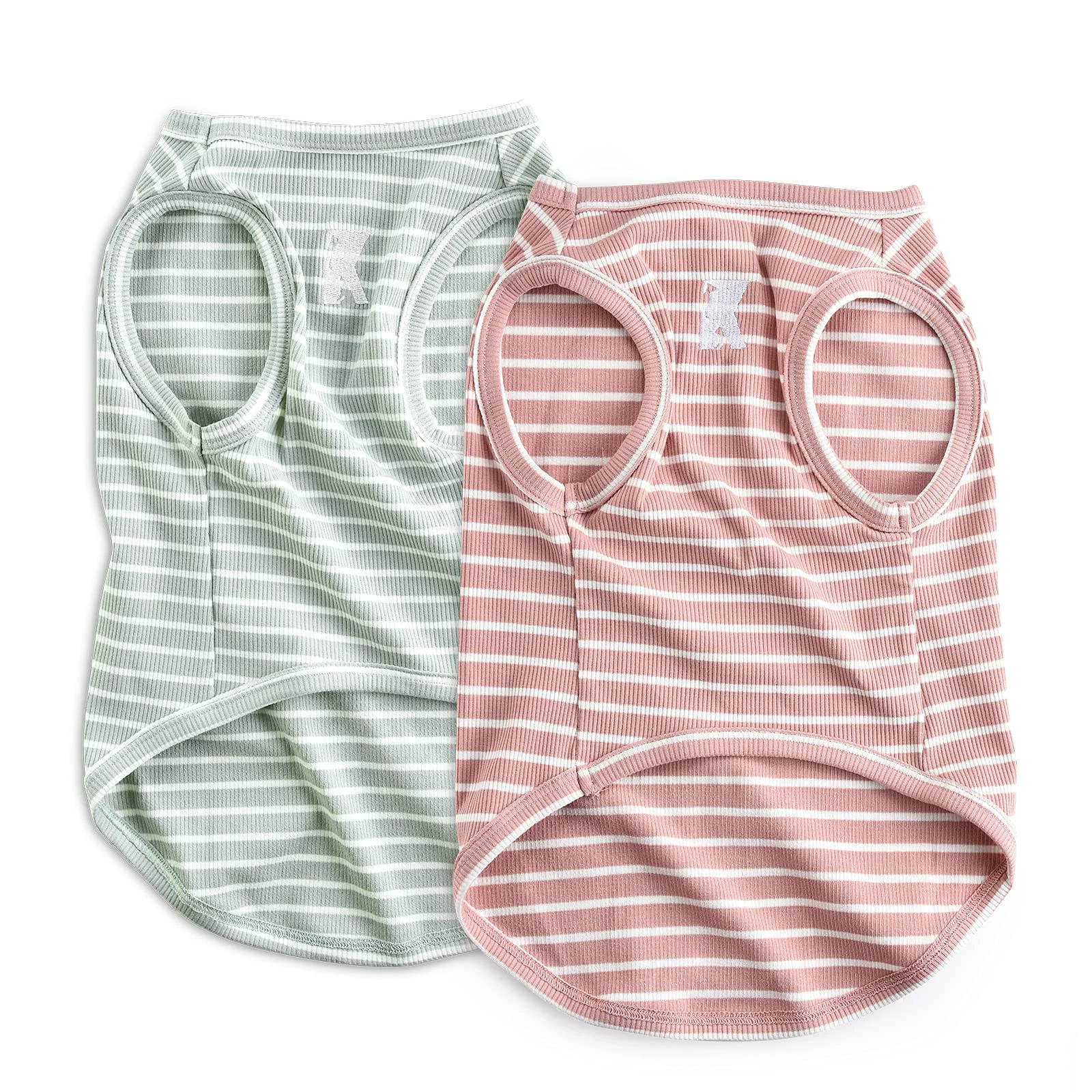 Efficient Koneseve Lightweight Dog Shirt Vest – Breathable Sleeveless Stripe Tees 2 Pack Pink Green for Small–2XL Dogs Powerful