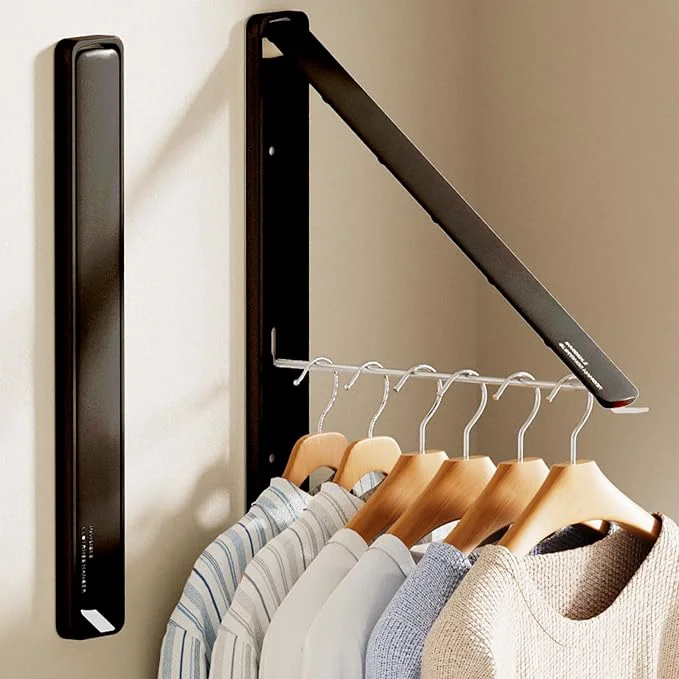Innovative Clothes Drying Rack Laundry Room Wall Mounted Retractable Clothes Hanger Drying Rack Laundry Clothing Drying Rack Folding Indoor or Outdoor Easy Installation Aluminium Dryer 2pcs Black About ThisOverview Professional