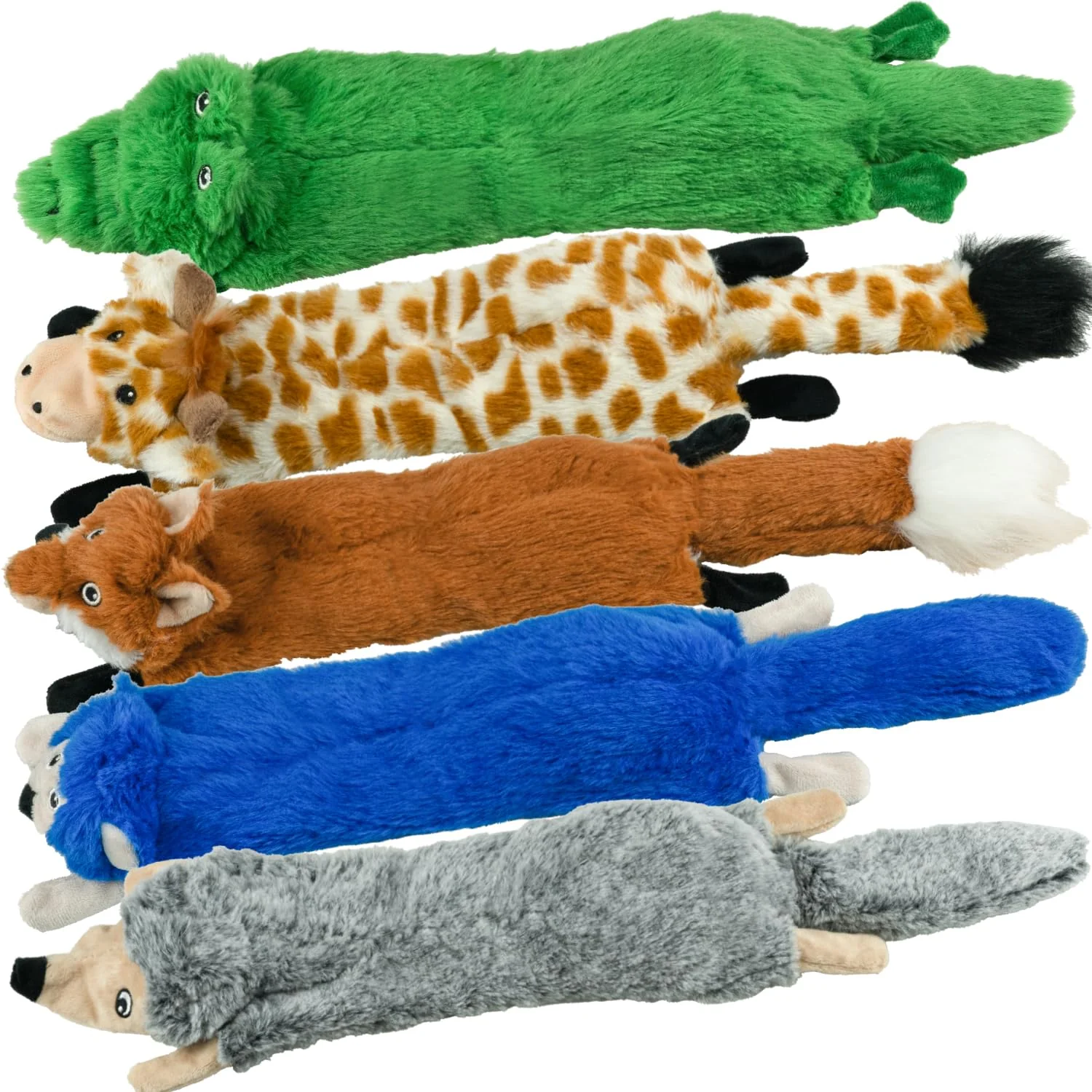 Trendy SHARLOVY Dog Squeaky Toys No Stuffing 5 Pack Plush Crinkle Chew Toys for Large Breeds Casual