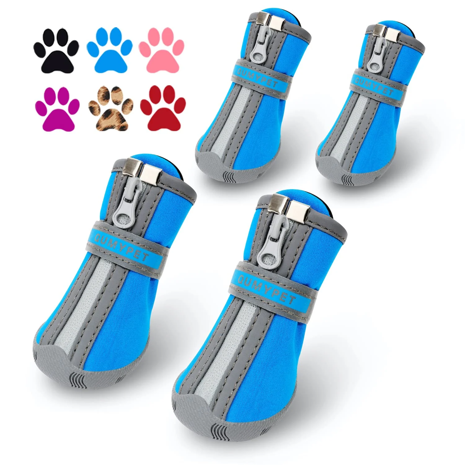 Traditional QUMY Dog Shoes for Small Dogs – Waterproof Blue Puppy Boots Size 2 Sustainable