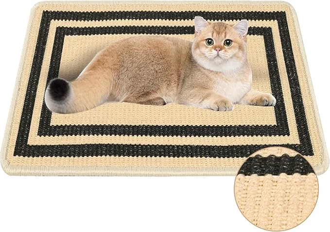 Modern Cat Scratcher Mat 23.6×15.7 Inch Natural Sisal Cat Scratch Pad Horizontal Cat Enhanced