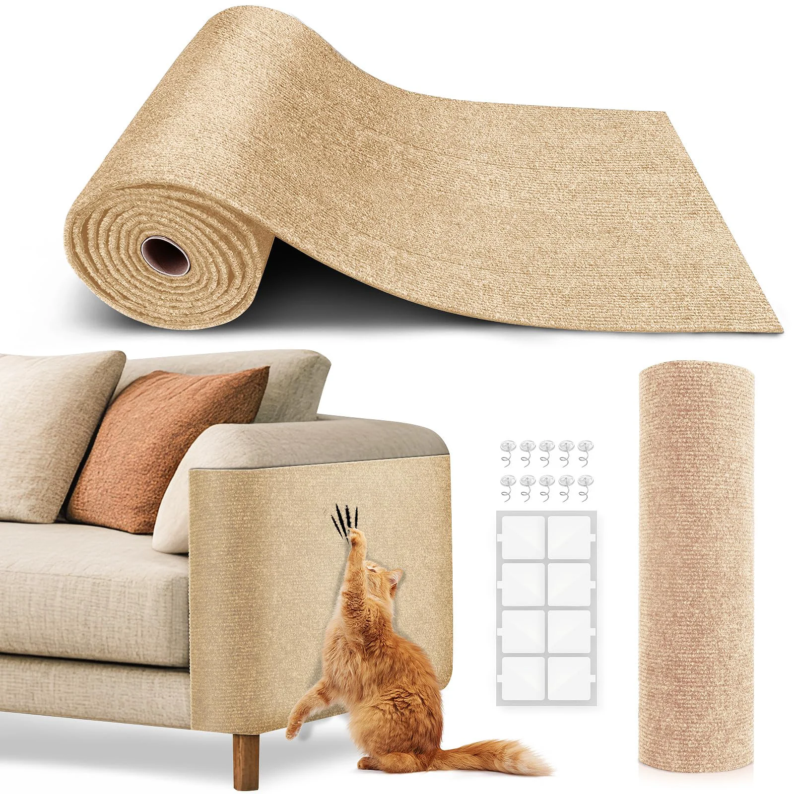 Casual VIVOYAN Cat Scratch Furniture Protector — Beige Trim-to-Fit Self-Adhesive Mat Stylish