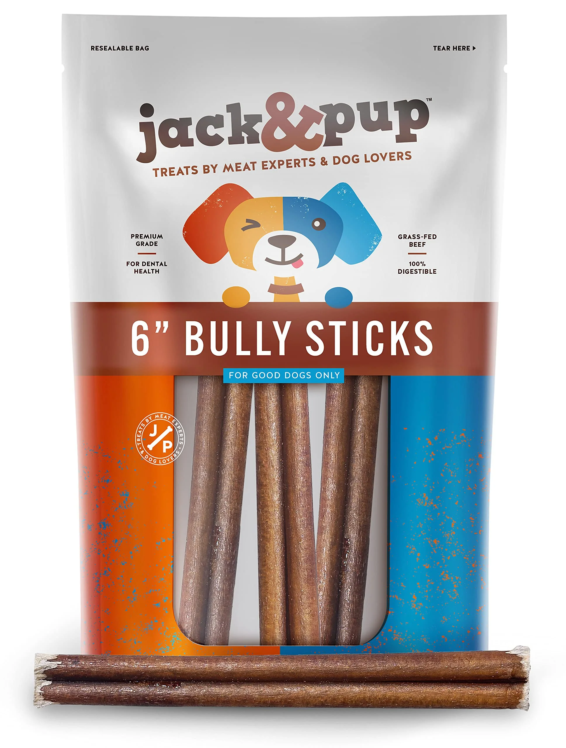 Advanced Jack Pup 6-Inch Bully Sticks for Medium Dogs – 3 Pack Single-Ingredient Chews Professional