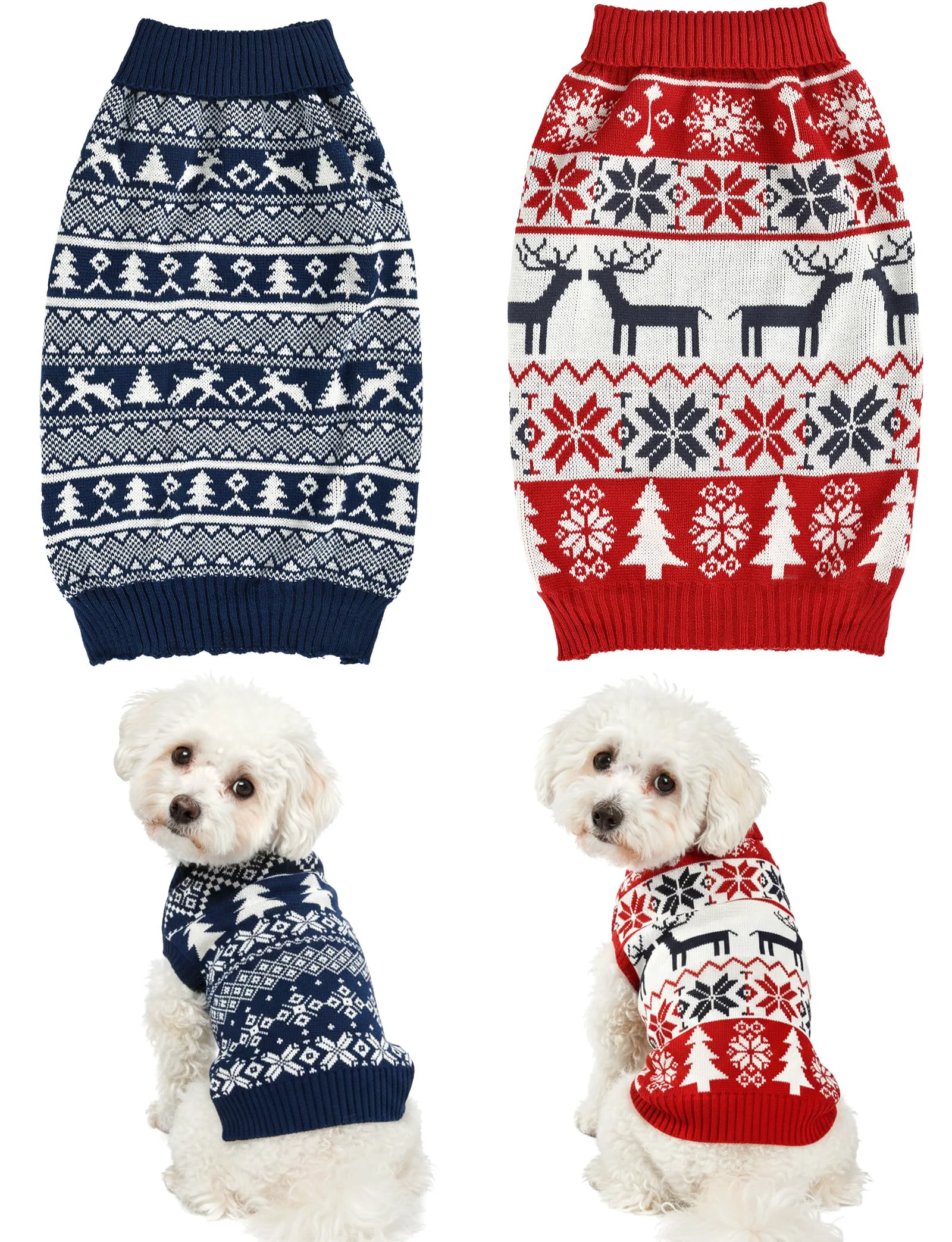 Elegant AURUZA 2PCS Dog Christmas Sweater – Soft Warm Holiday Knit for Pets First-Class