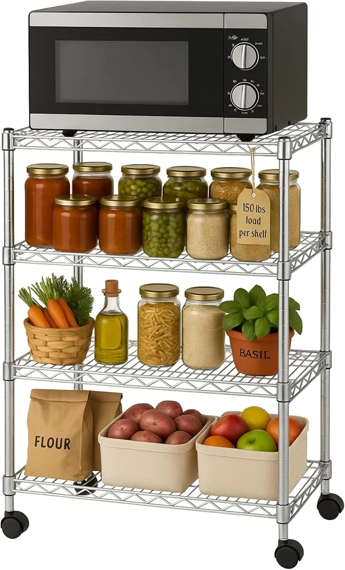 Elite Heavy Duty 4 Tier Wire Shelving Unit Storage Rack Metal Shelves Utility Organizers Organization Units for Products Plant Pantry Garage Laundry Durable Shelf Stand Chrome 14 W x 30 L X 48 HAbout ThisOverview Organic