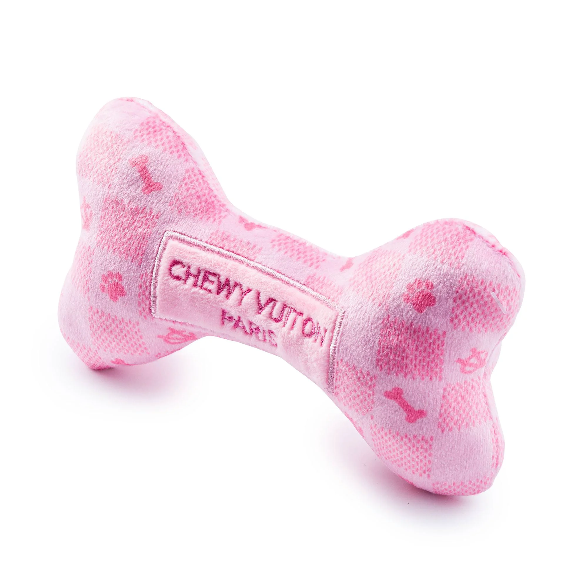 Superior Haute Diggity Dog Pink Checker Chewy Vuiton Bone – Plush Designer Dog Toy Outstanding