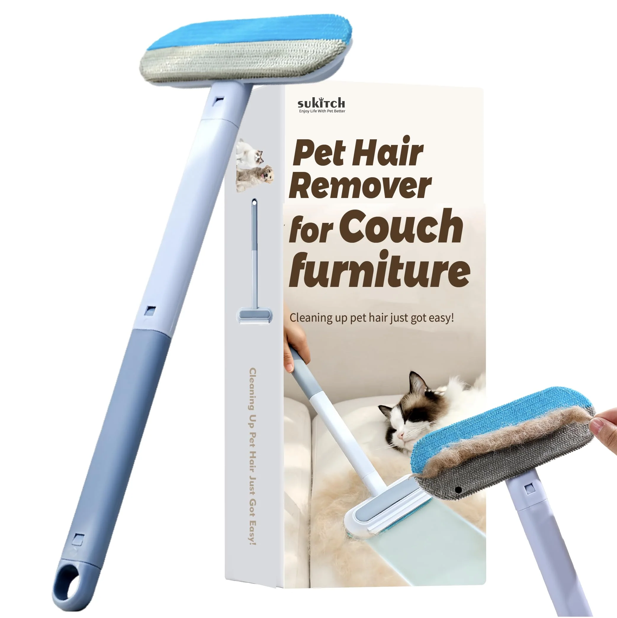 Specialty Sukitch Pet Hair Remover – 17.3-Inch Durable Reusable Lint Cleaner for Couch Furniture Bedding Verified