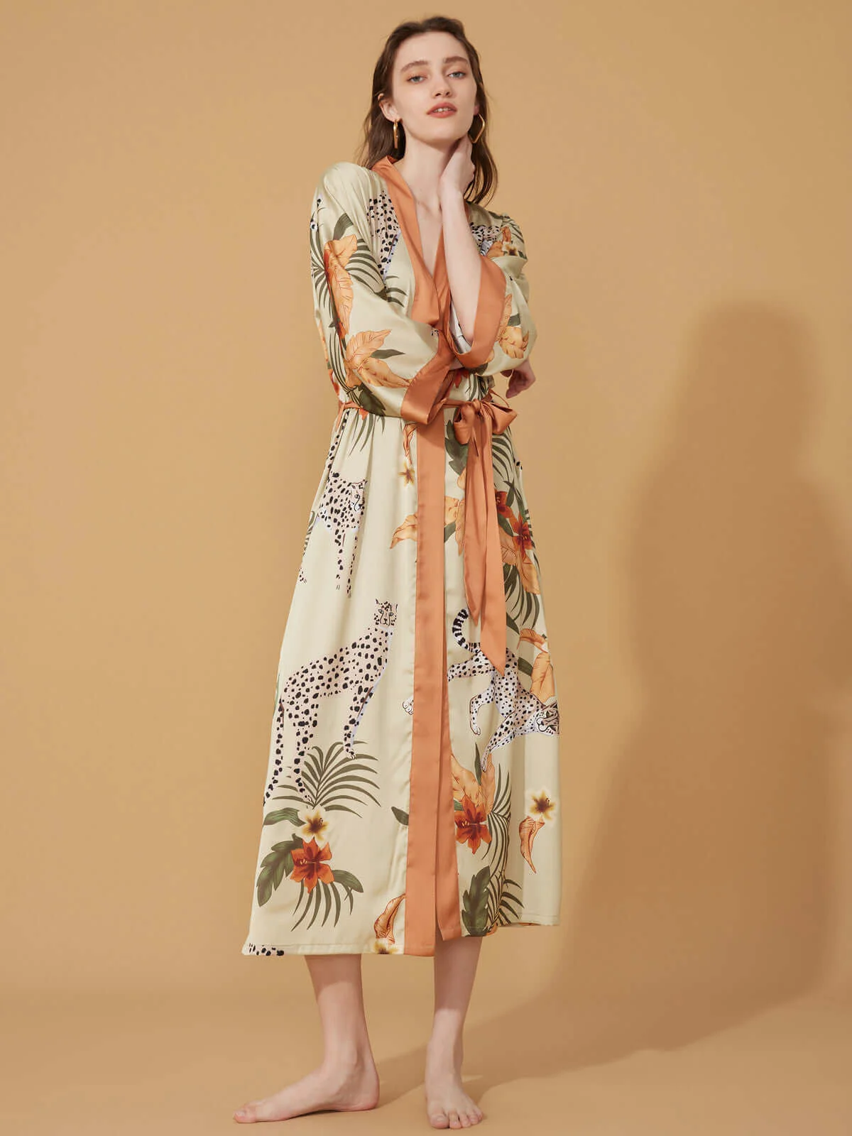 Clean Robe kimono léopard orange Trendy