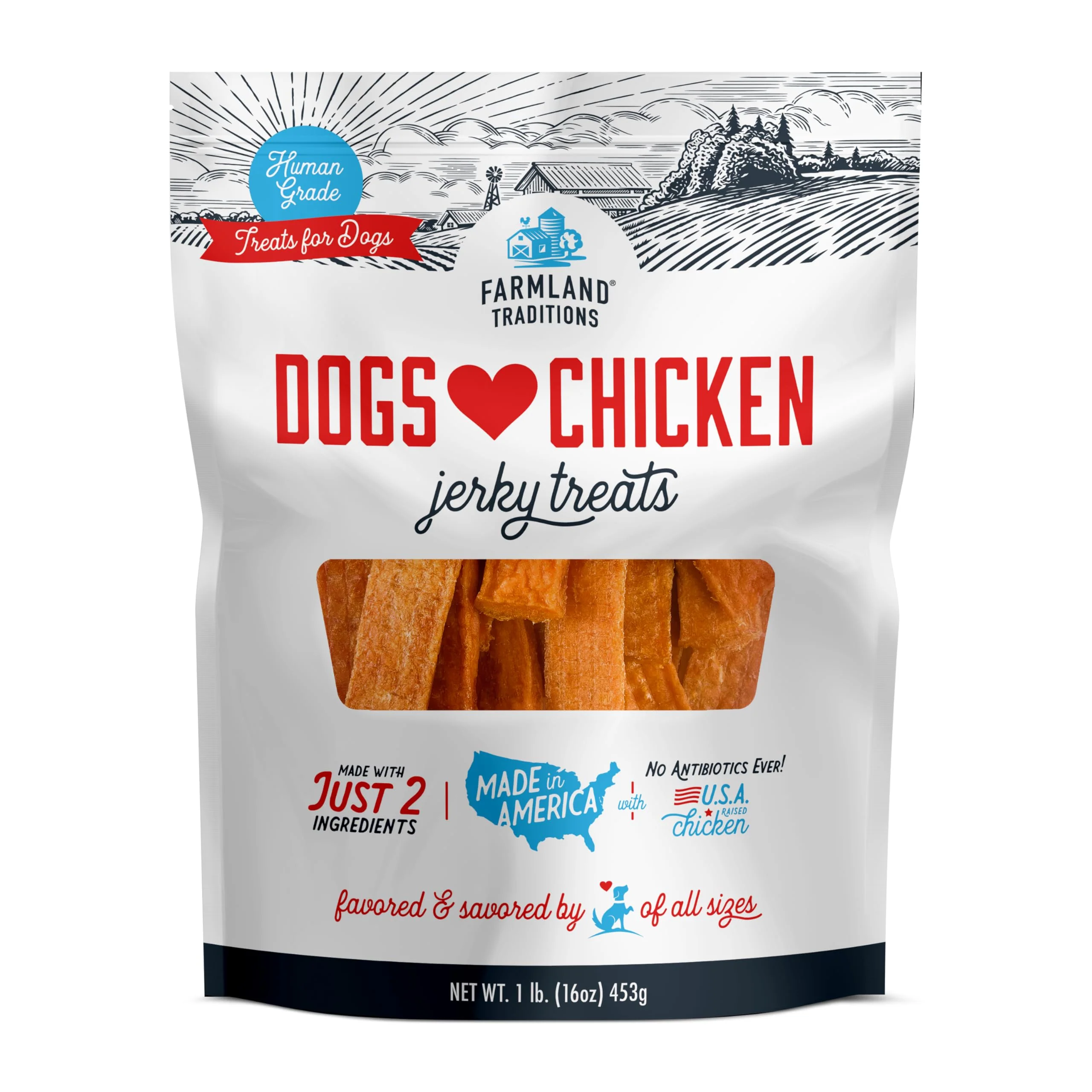 Stylish Farmland Traditions Chicken Jerky Dog Treats — Premium Two-Ingredient USA-Raised Human-Grade Modern