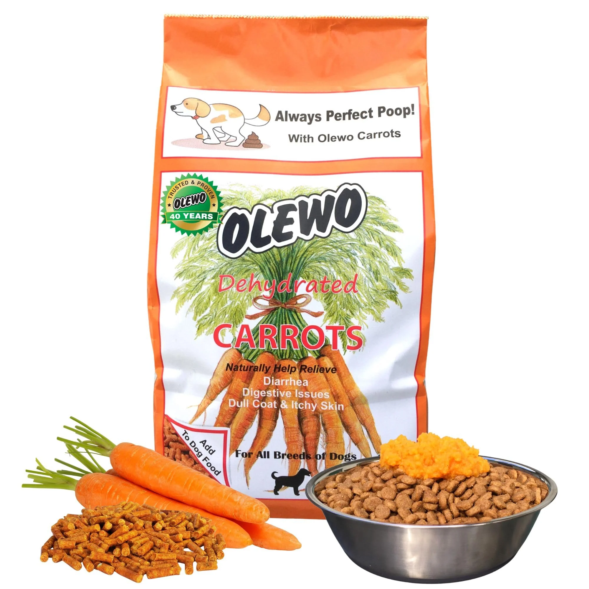 Carefully Designed Olewo Carrots for Dogs – Fiber for Digestive Support Skin Coat Nutrition 1 lb Premium