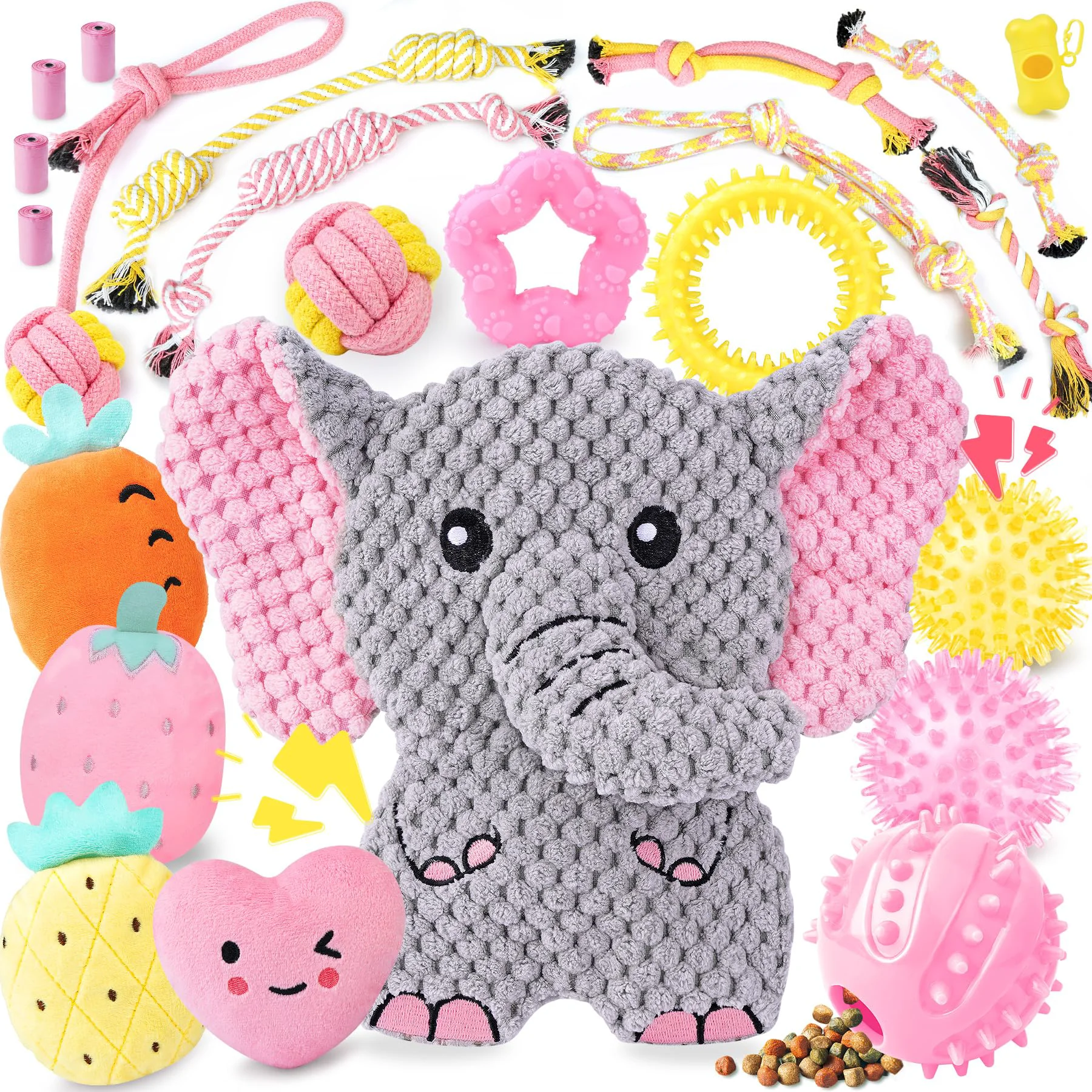 Enhanced XIUGOAL Pink Puppy Toys for Small Dogs – 23 Pack Teething Enrichment Breathable