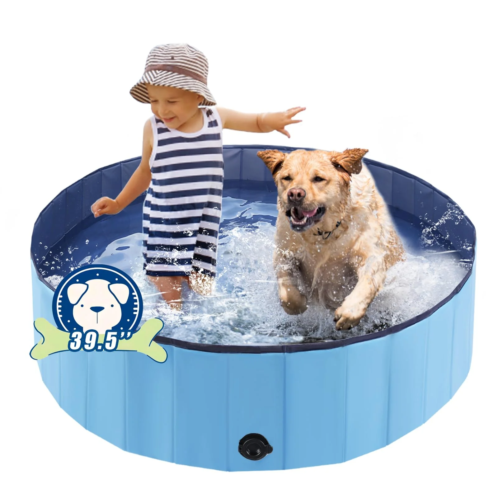 Responsible Eooqi Foldable Dog Pool — Portable Collapsible Bath Tub for Dogs Cats and Kids 39.5 x 12 in Blue Carefully Designed