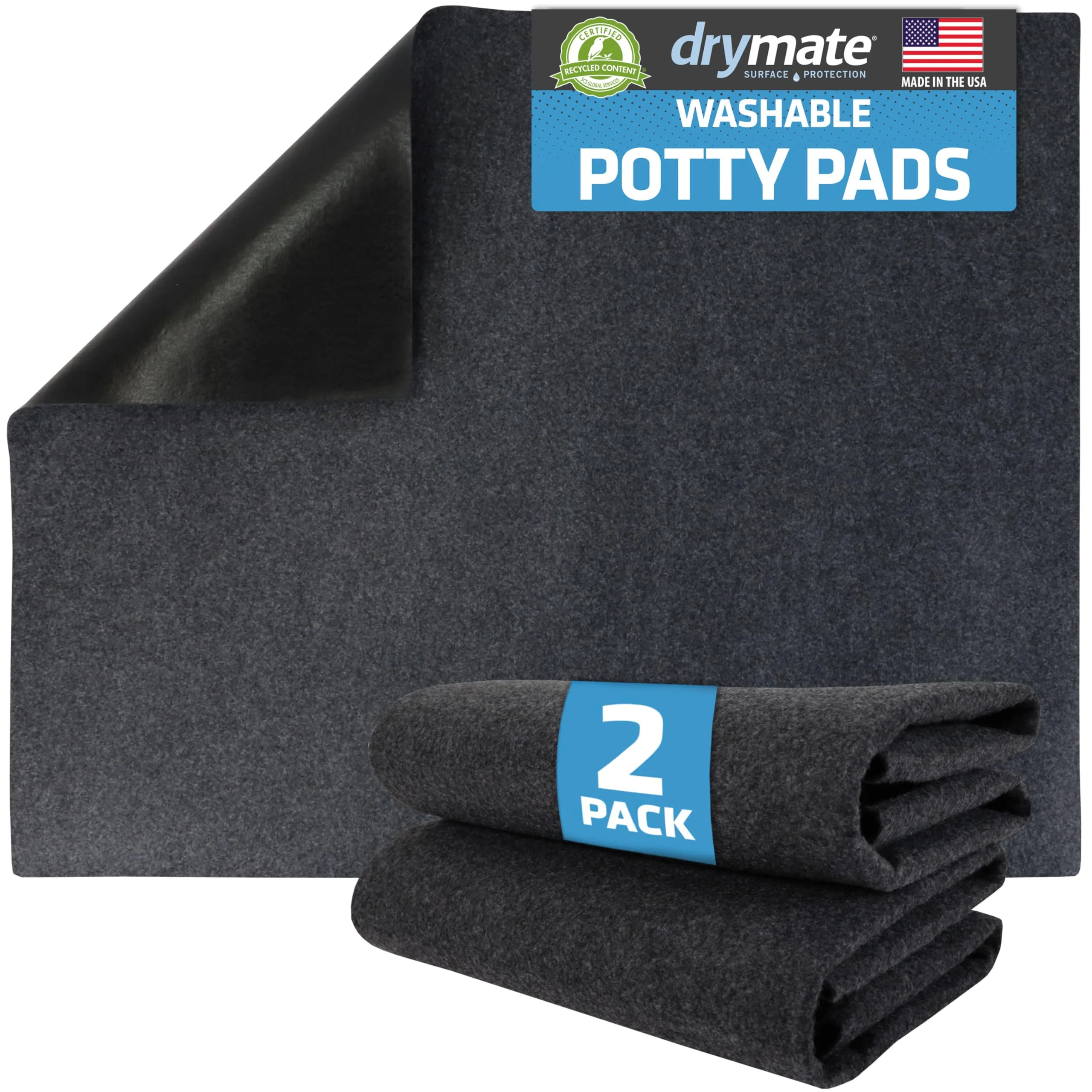 Quality Drymate 2-Pack Washable Dog Pee Pads 29×36 – Waterproof Absorbent Reusable Unique