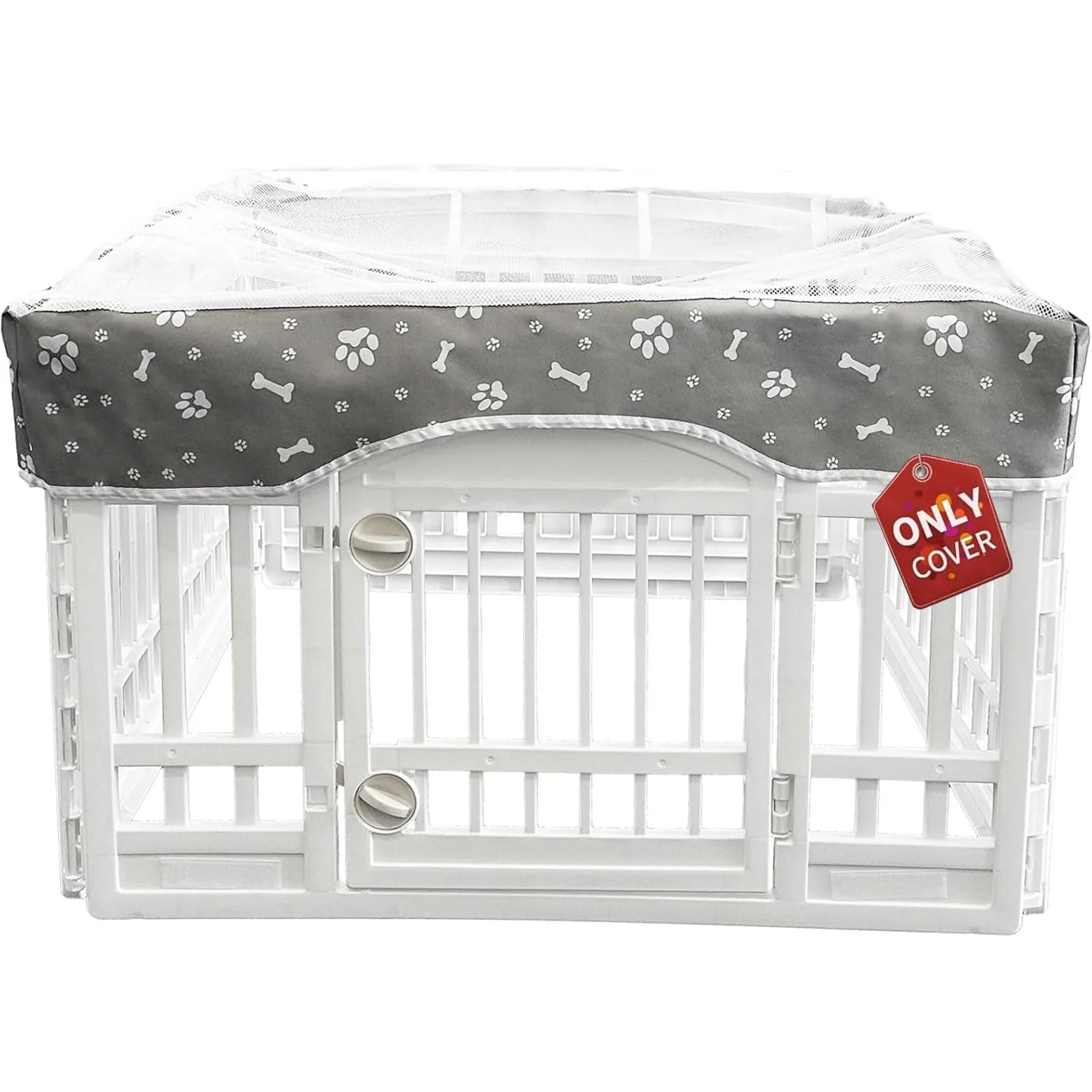 Effective PJYuCien Mesh Top Cover for 36-Inch Dog Playpen — UV Protection Breathable Mesh Easy Adhesive-Tape Install Cover Only Reusable