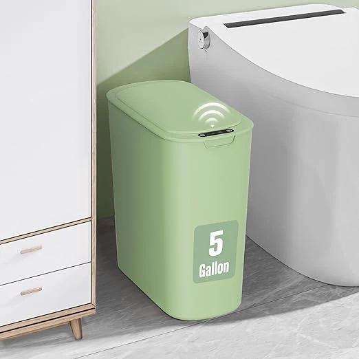Modern Cesun Motion Sensor Trash Can 5 Gallon Automatic Bathroom Garbage Can with Lid Touchless Smart Plastic Slim Wastebasket for Bathroom Office rv Bedroom Living Room GreenAbout ThisOverview Trusted