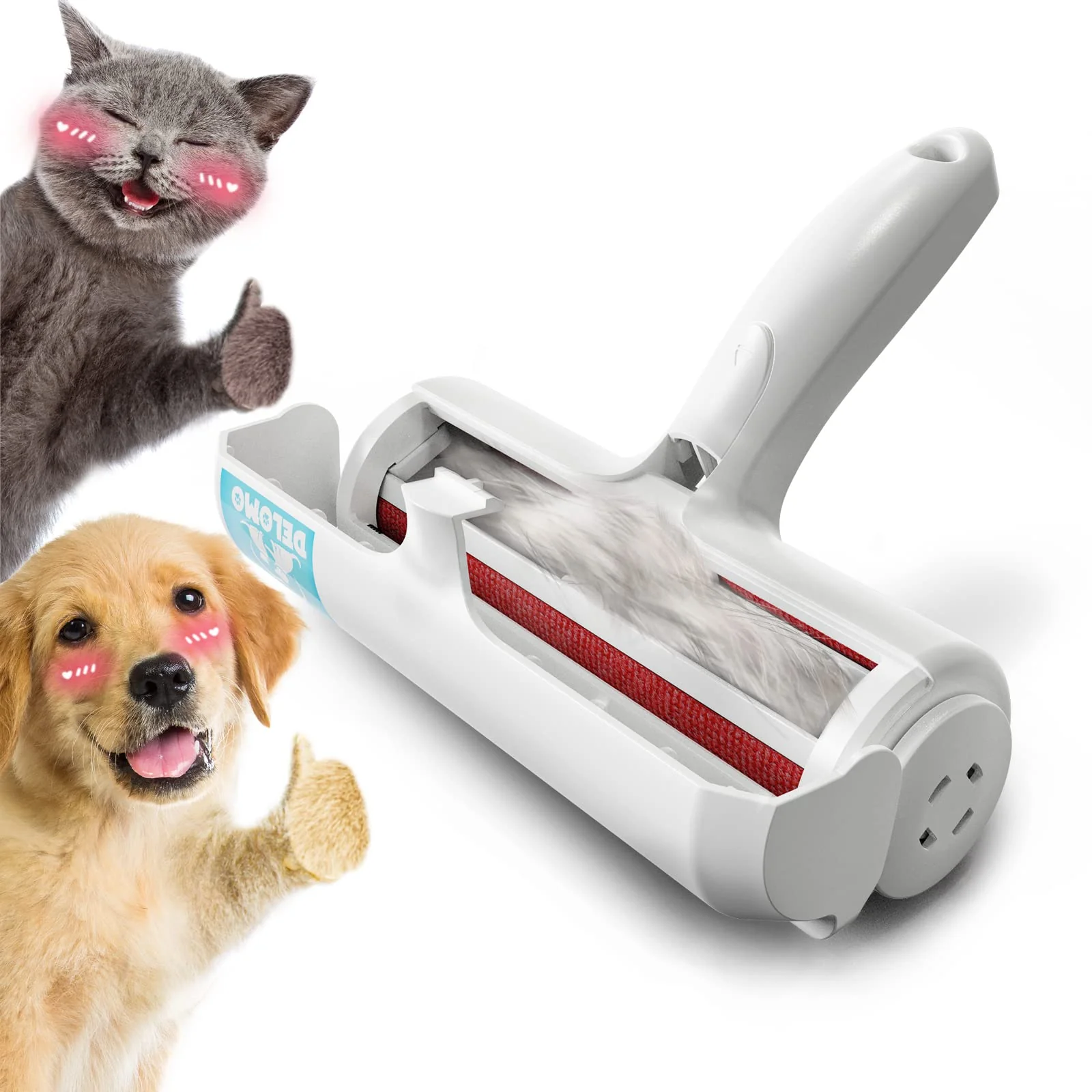 Natural DELOMO Pet Hair Removal Tool — Reusable Self-Cleaning Lint Roller with Built-in Fur Bin Reliable